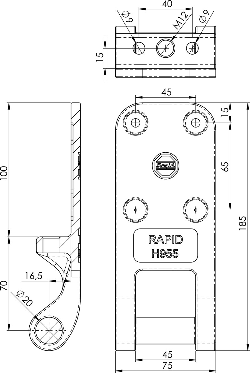 Scharnier Rapid H955 mit M12