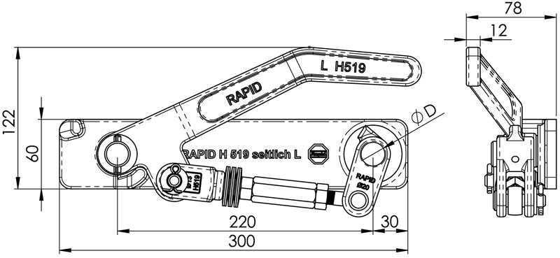 Übertotpunktspanner Rapid H519 seitlich